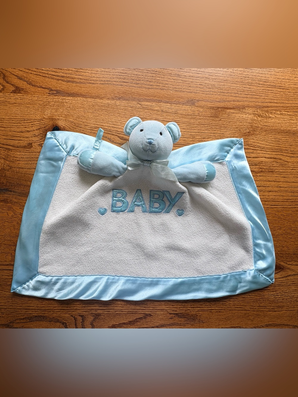 Vintage Baby GANZ Blue & White Blankie Buddy Plush Baby Lovey Security Blanket